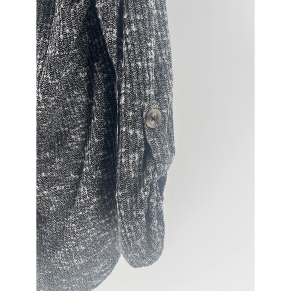 Juniors Gray Ribbed Button Front Long Sleeve Top Lace Up Back XL - Picture 2 of 5